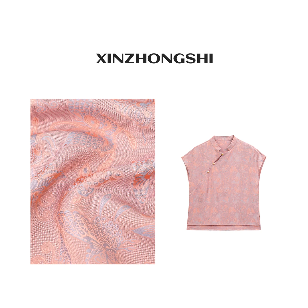 【梁祝】新中式2024夏季复古提花上衣FB24051705