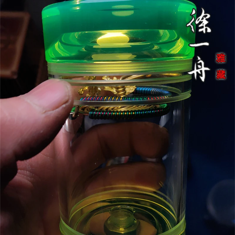 12#徐一舟铜款标荧光绿1.5黄铜彩圈龙腾虎跃簧独眼高级蝈蝈罐子