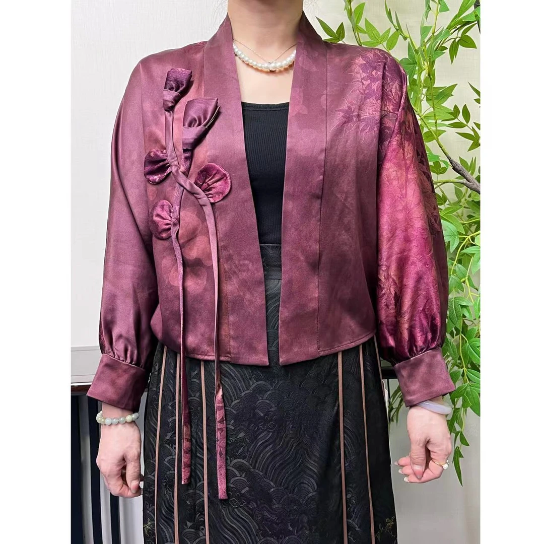 【佳鑫香云纱】香云纱桑蚕丝国风大气春秋款短外套NRSB-668588