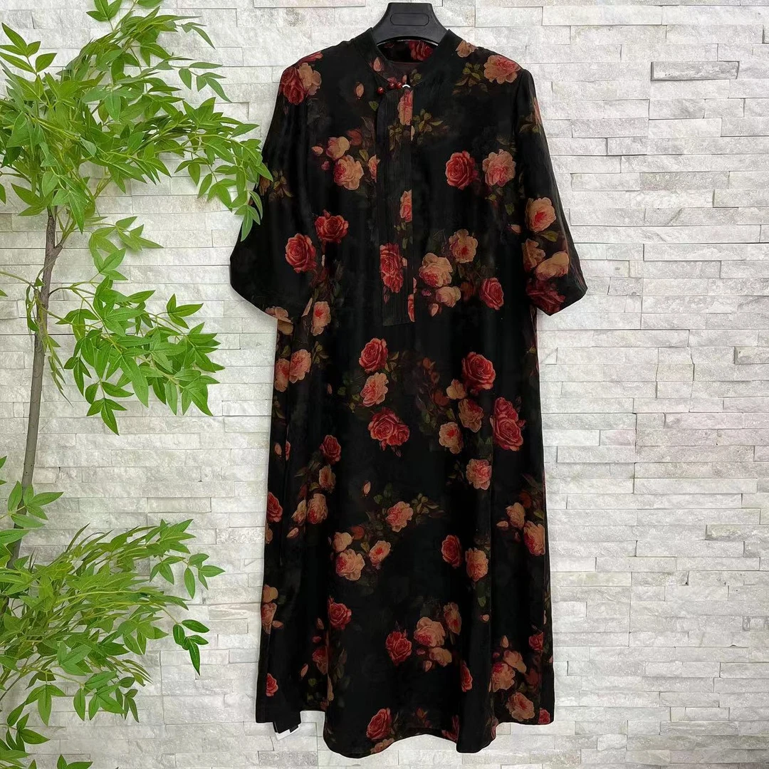 气质女装连衣裙国风时尚桑蚕丝JXSC-PZF6688复古新中式百搭网红