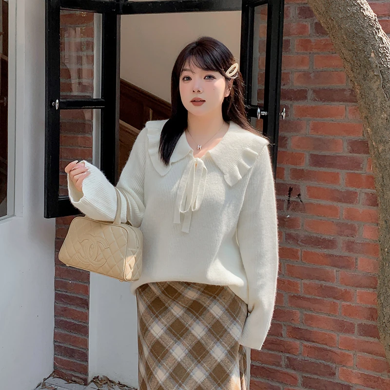 大码女装新款温柔风宽松毛衣