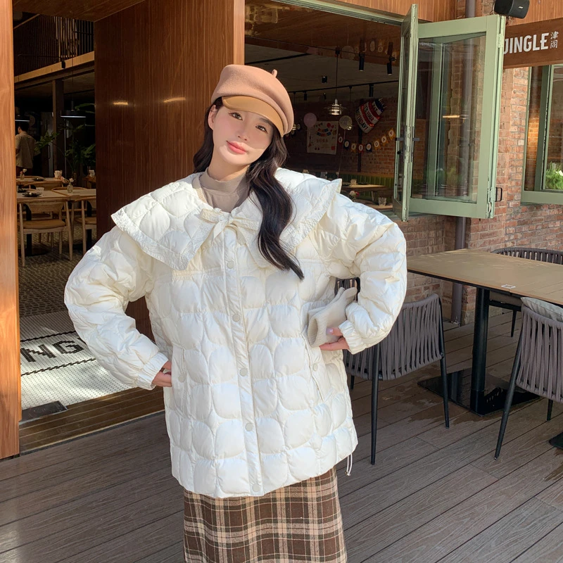 【白茶甜心】大码女装韩系宽松短款小个子羽绒服