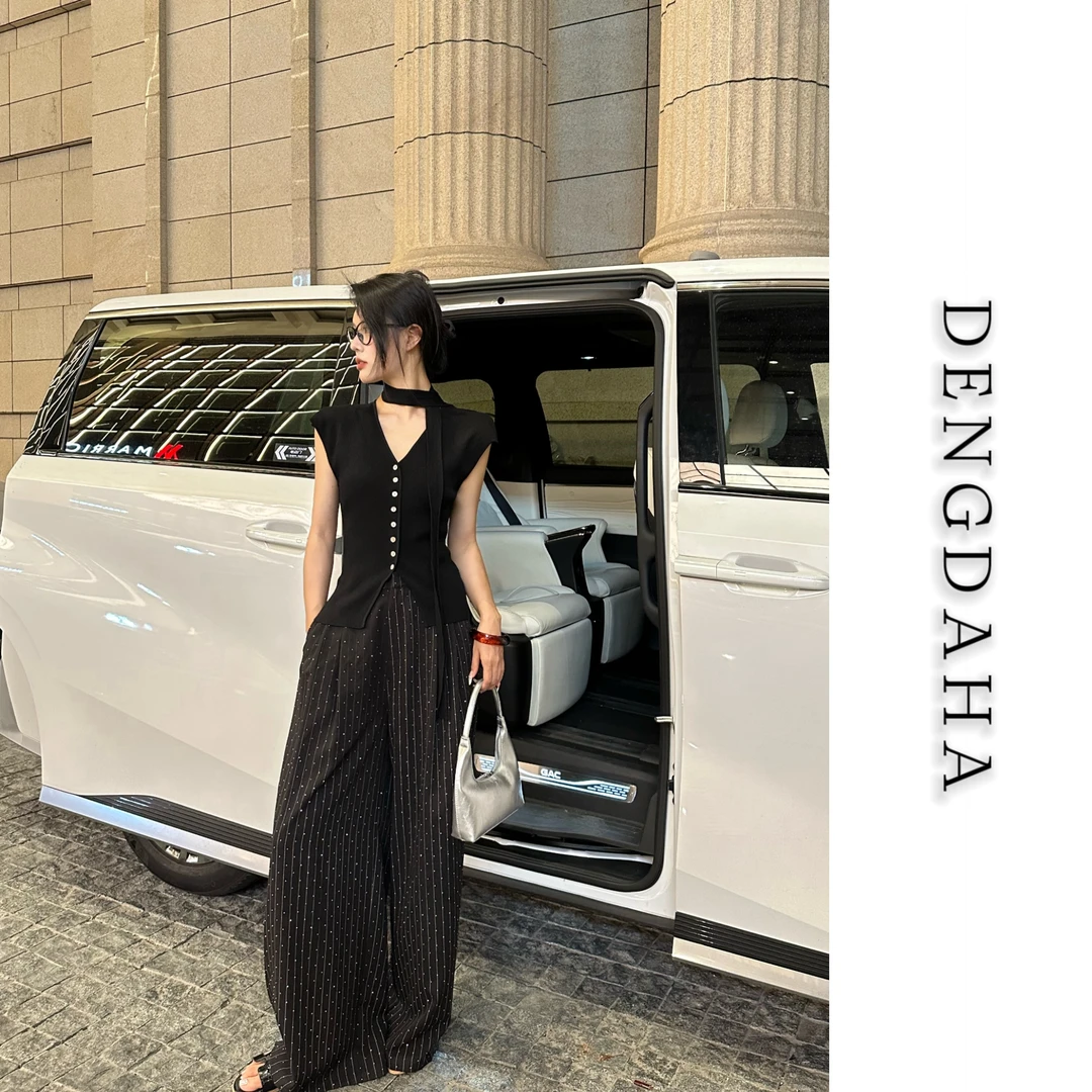 「条纹定律」2024新款竖条纹镶砖垂感休闲裤HBZC622055 nnassa