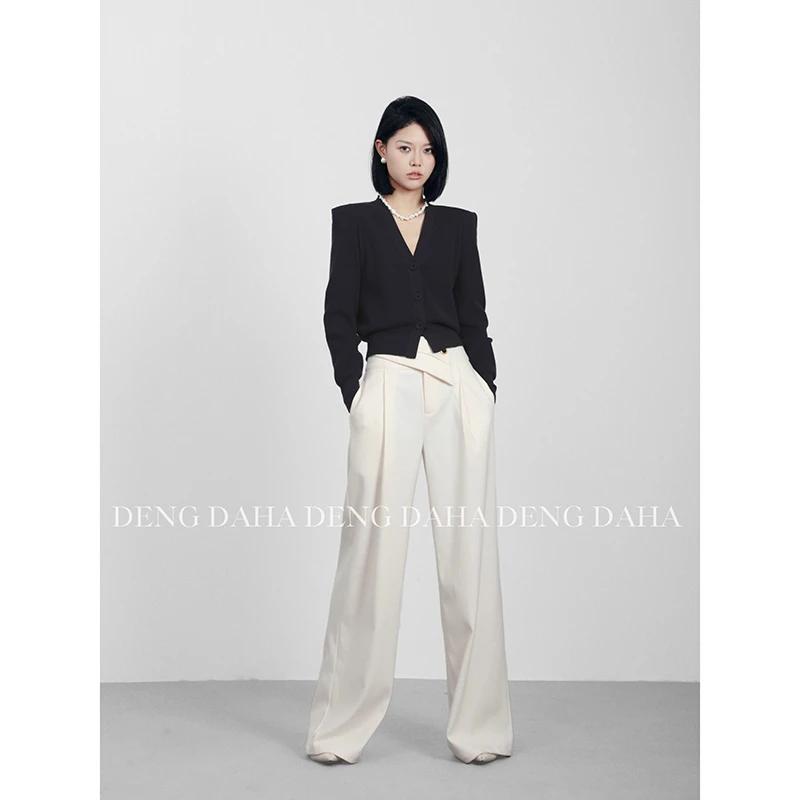 「随性时光」2024秋季设计师纯色宽松直筒休闲裤 HBZC621110 nnassa