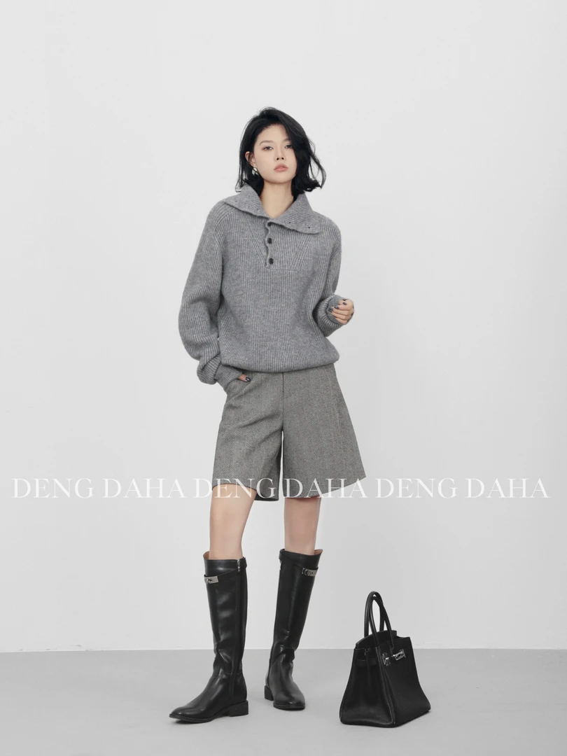 「编织时光」24秋软糯半高领排扣慵懒宽松毛衣HBZEH917275 nnassa