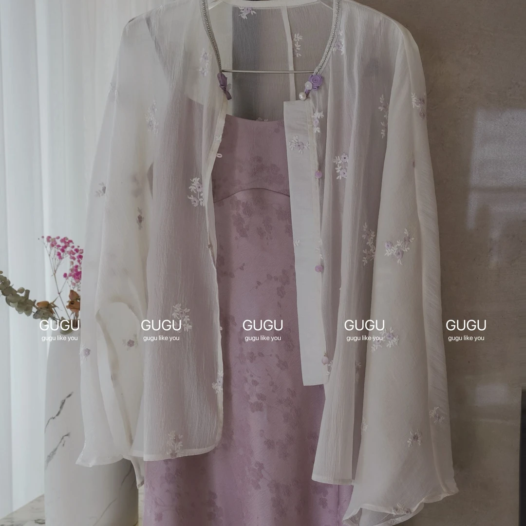 【古古】04.23新品 国风夏季刺绣仙气长款防晒天丝开衫 G24157
