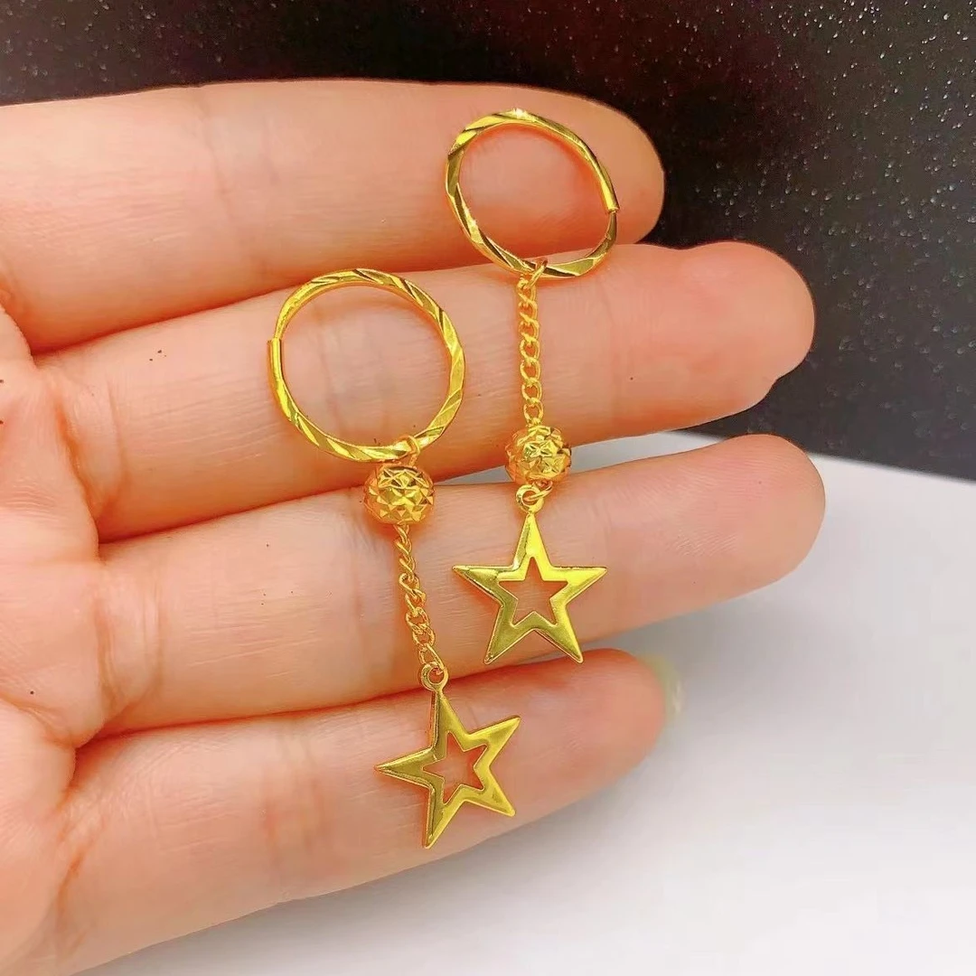 铜合金耳饰 精美时尚【五角星耳环】女款气质简约百搭饰品长款耳吊