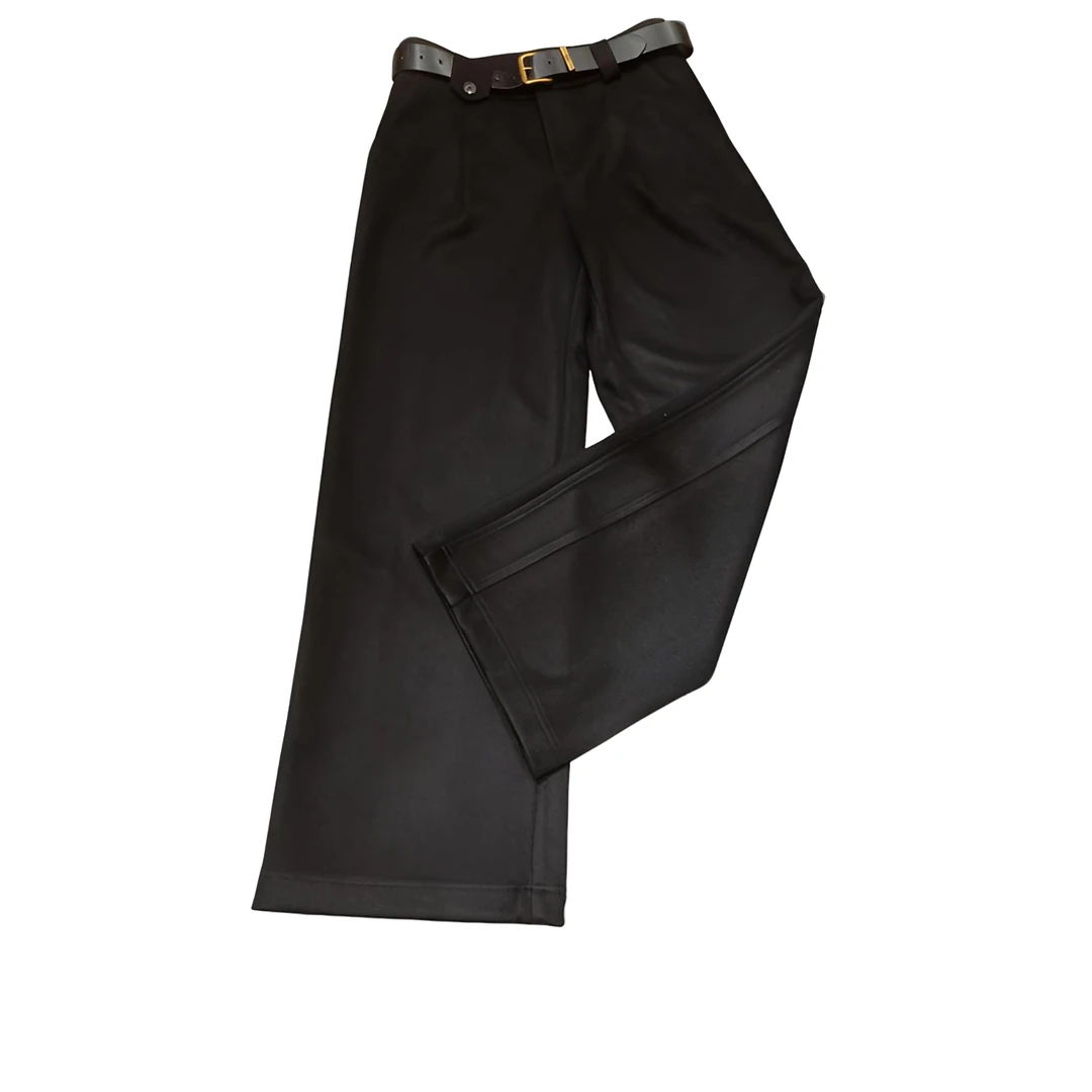 【依尚精选】欧货时尚显瘦直筒裤呢子料高腰宽松百搭秋冬垂感阔腿裤