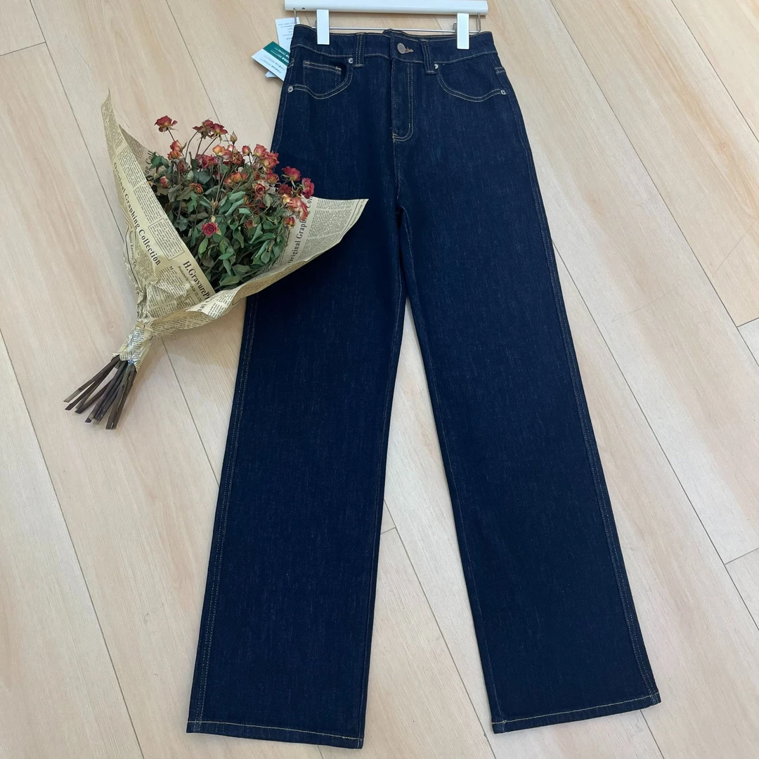 大蜜蜜蓝色名流四面弹大筒裤