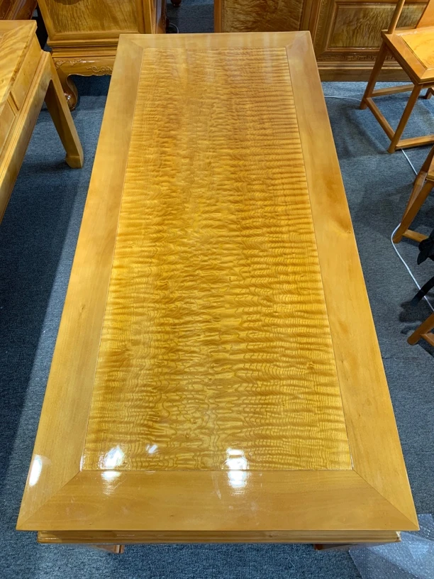 1.78米干泡茶桌七件套独板满水波龙胆纹