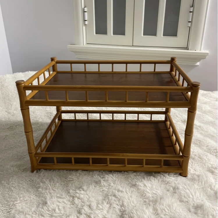 启程浅色两层全围栏茶壶架置物架收纳架家用客厅简约中式可移动