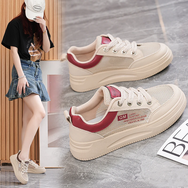 小白鞋女2024春夏百搭厚底板鞋港风小众设计感鞋子学生街拍运动鞋