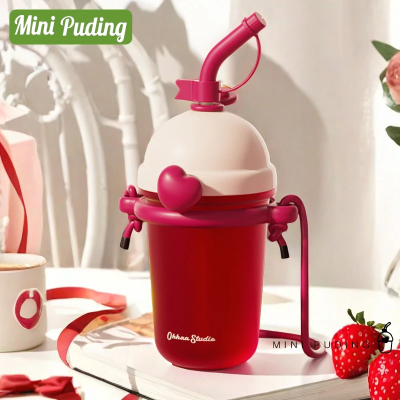 高颜值大容量母婴级tritan夏天学生成人女生杯子吸管水杯旅行背带