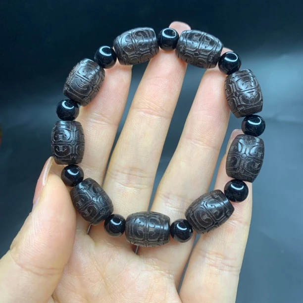 雷击黑檀木雕刻手串