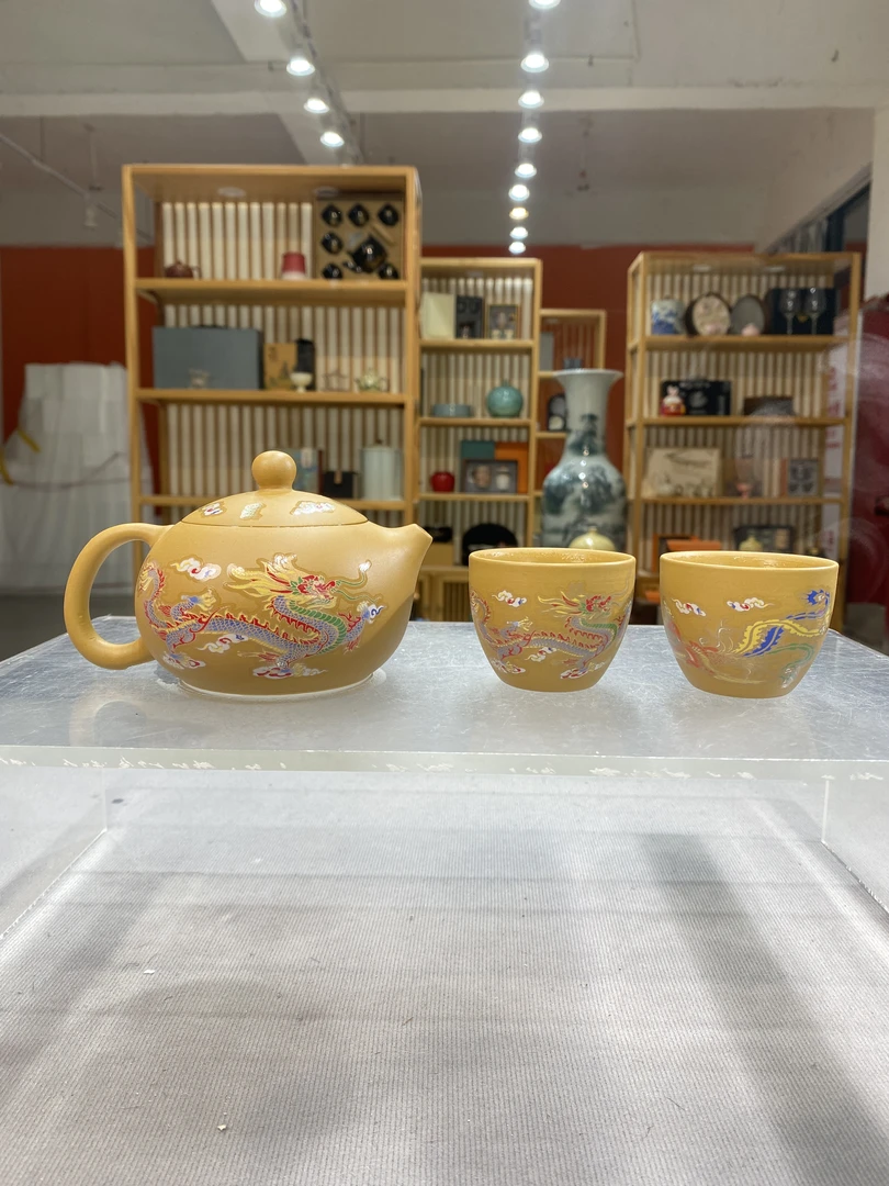 黄金段温变龙凤茶壶