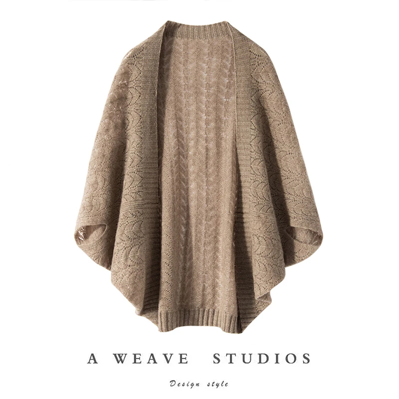 羊绒衫女镂空披肩时尚针织百搭加厚韩版
