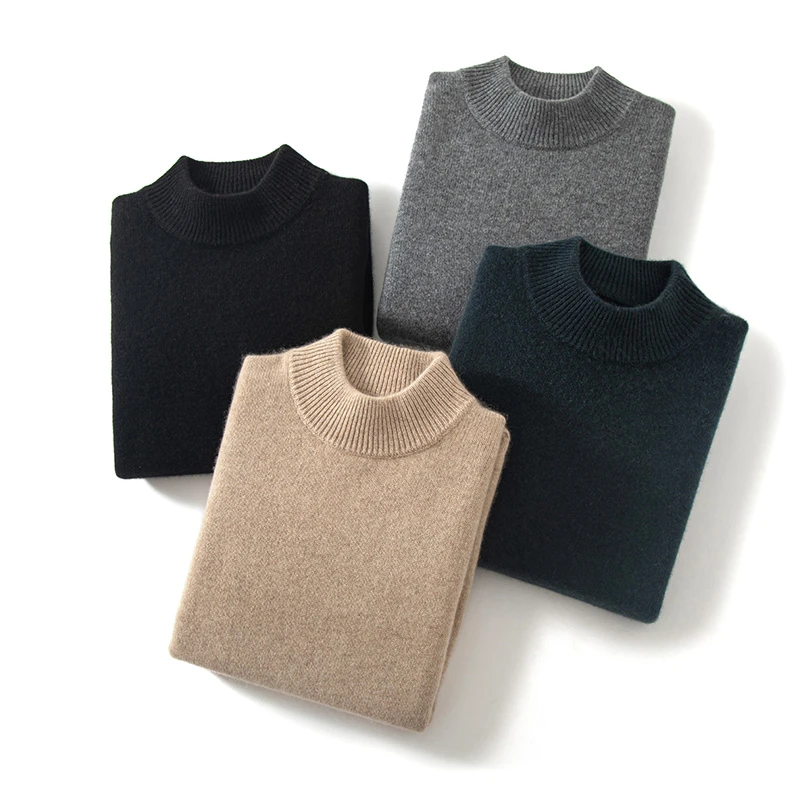 加厚男半高100%纯山羊绒-TYN007