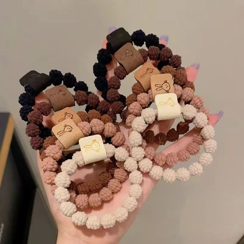 时尚可爱简约皮筋女扎头发绳头饰秋冬毛绒发圈高弹力耐用头绳发饰