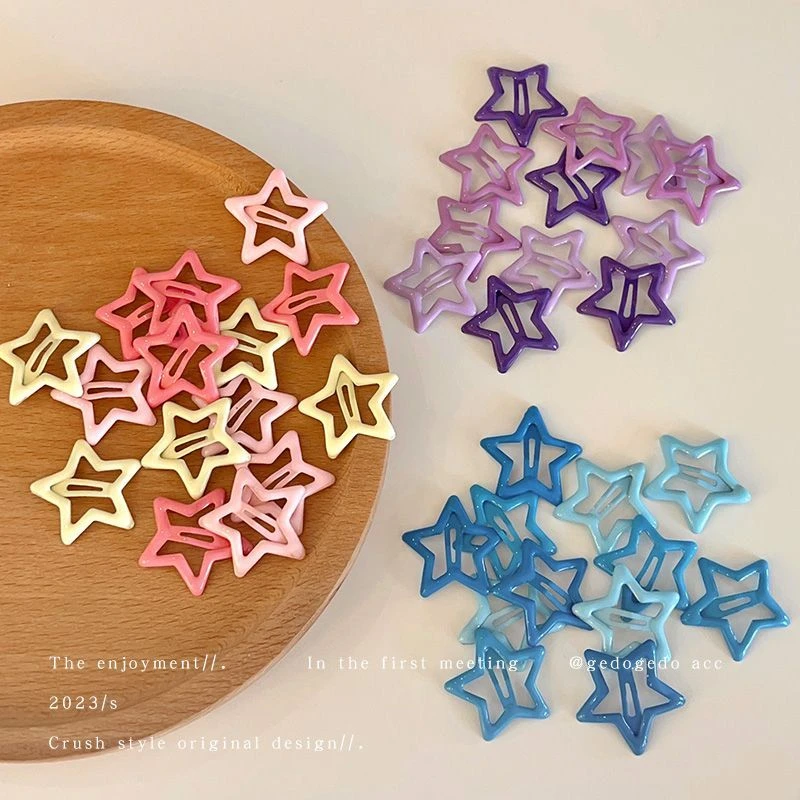 多巴胺彩色五角星星发夹甜美头饰可爱刘海侧边碎发卡