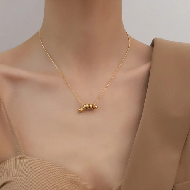 驰锦 钛钢项链 简约风弹簧项链新款简约气质颈链锁骨链小众冷淡风