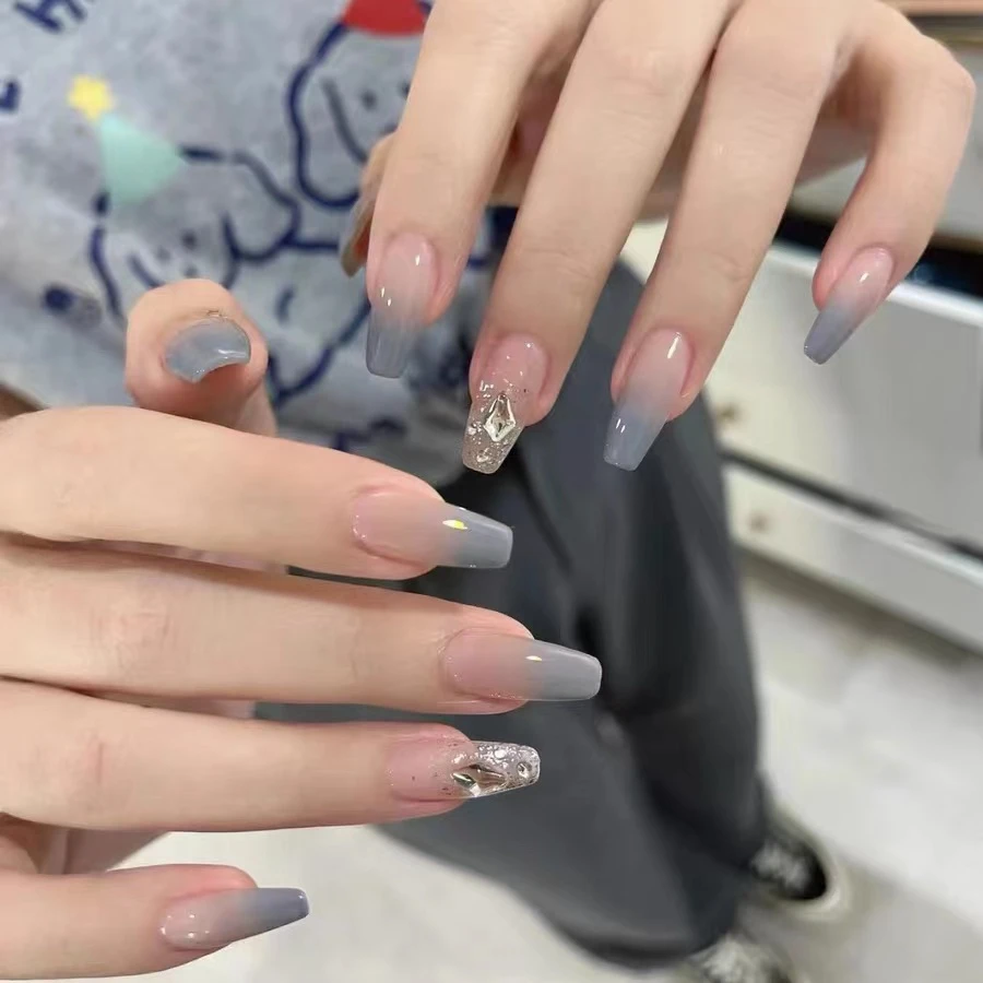 【海豚湾恋人】纯手工光疗美甲贴冰透果冻贴片 假指甲成品穿戴甲