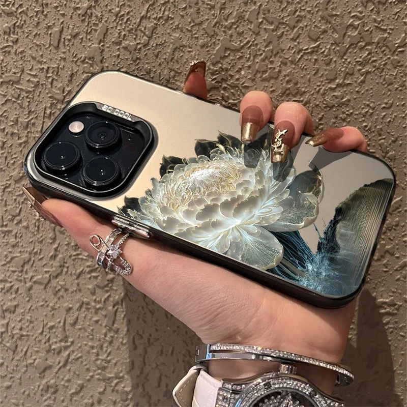 爆款高颜值莲花苹果15手机壳华为适用vivox90oppo红米k60一加ace2