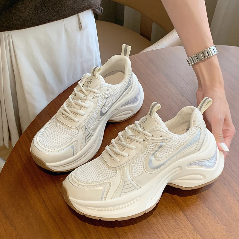 2024秋季新款女鞋时尚百搭休闲网面厚底网红休闲鞋老爹鞋女ins