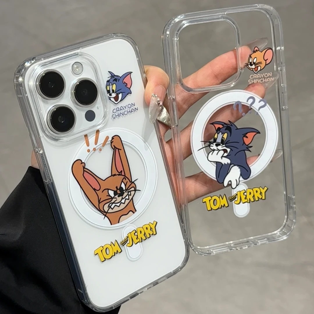 欧克里里汤姆杰瑞适用iPhone14/15/16高透磁吸手机壳苹果13/12/11