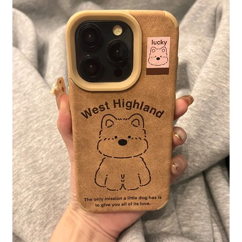 欧克里里西高地小狗适用苹果16/15/14毛皮手机壳iPhone13/12/11趣