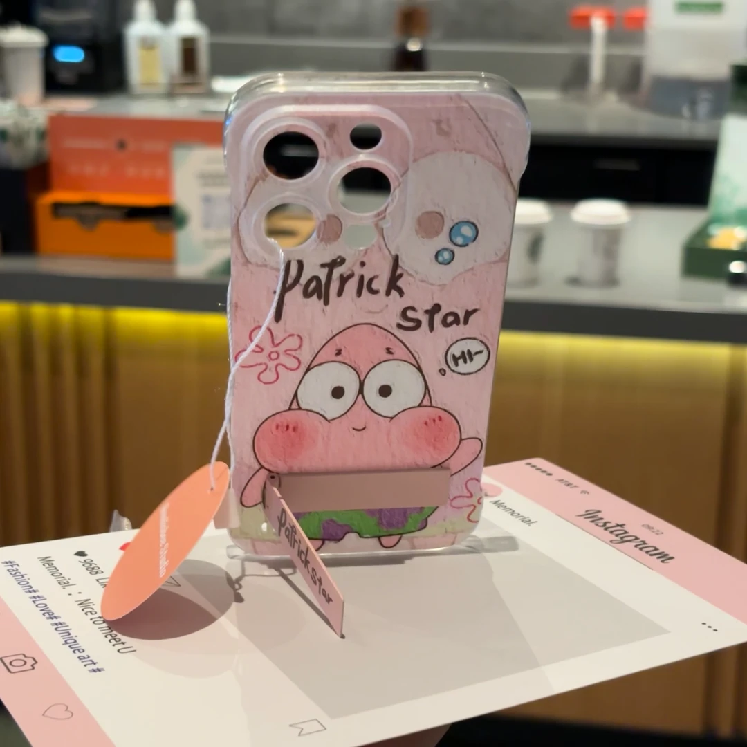 欧克里里派大星无边框支架适用苹果15手机壳iphone13/14情侣11/12