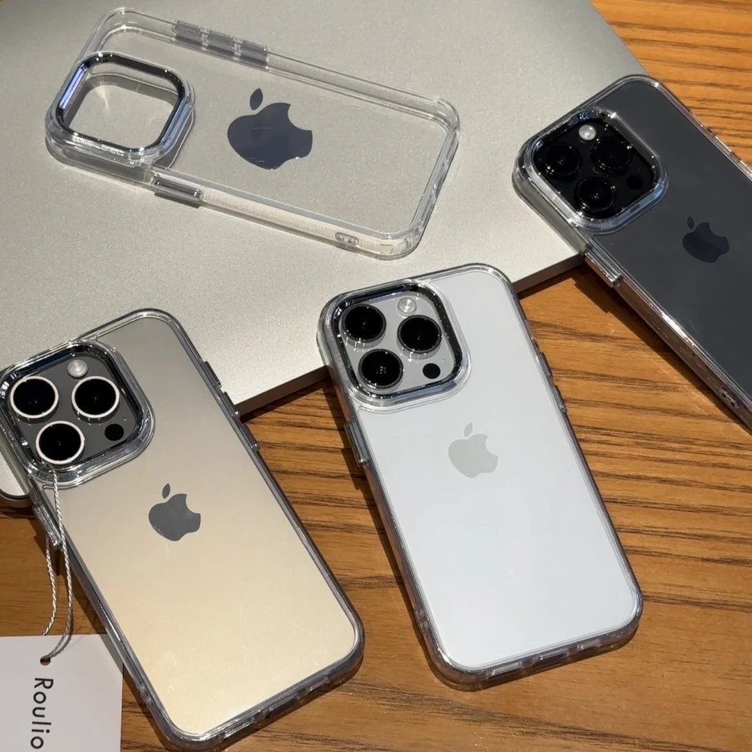 欧克里里简约透明金属框适用苹果14手机壳iphone15/16promax高级