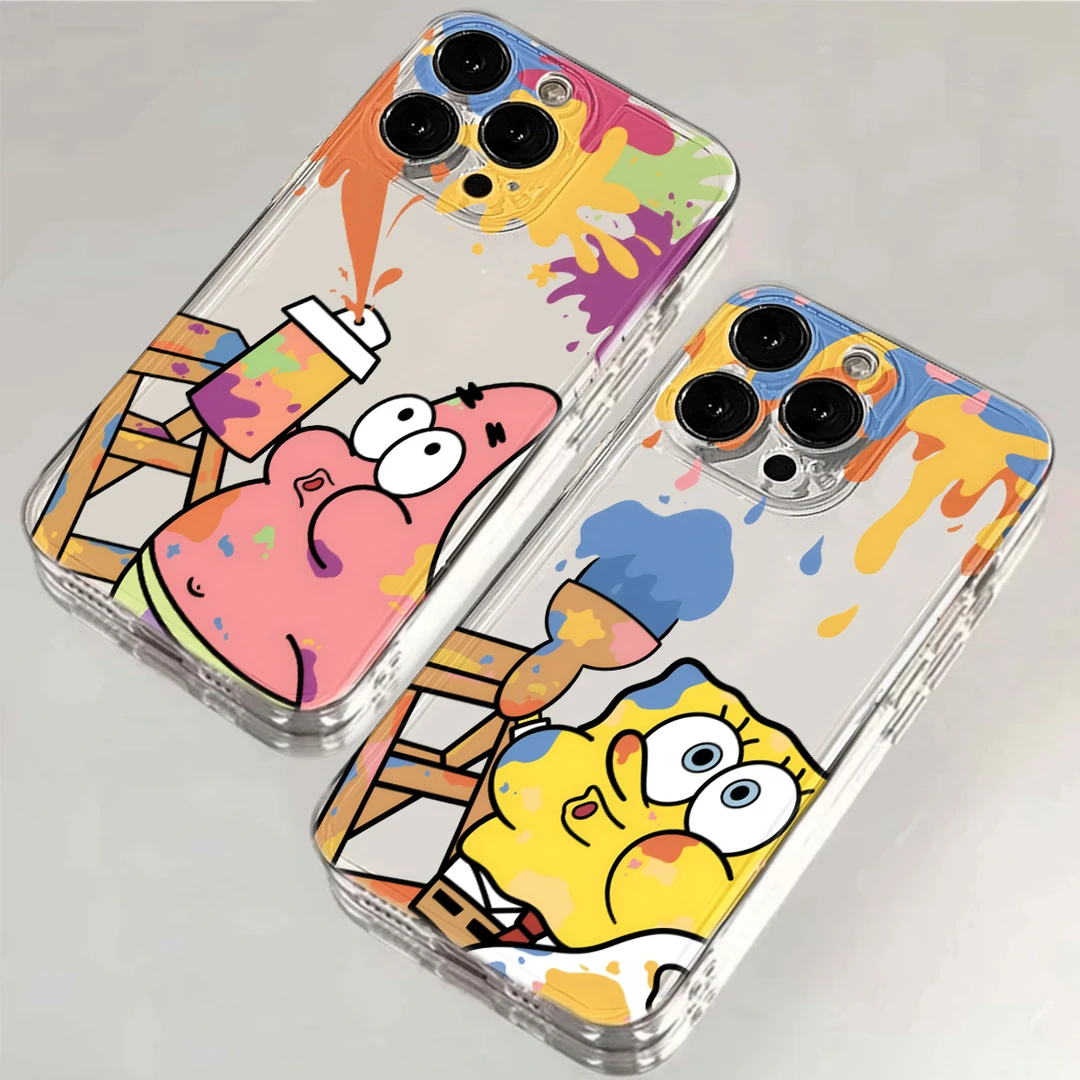 街头涂鸦海绵宝宝苹果华为iPhone15/14promax/13/12手机壳软太空
