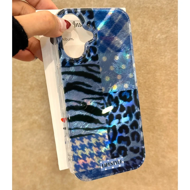 欧克里里冰蓝斑马纹豹纹适用苹果16漩涡手机壳华为P70vivo小米opp