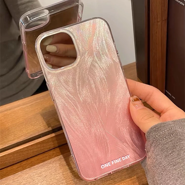 ins羽纱渐变壳适用苹果15/14promax手机壳iPhone13新款12女11潮牌