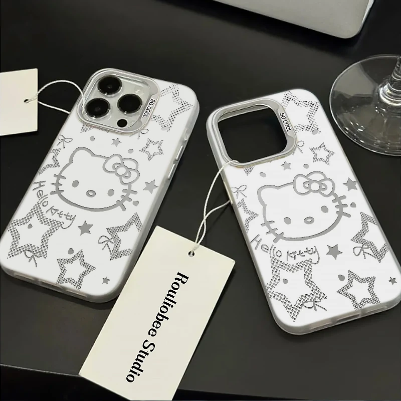 线条星星凯蒂猫适用iphone15/14/13卡通12/11手机壳vivo华为oppo