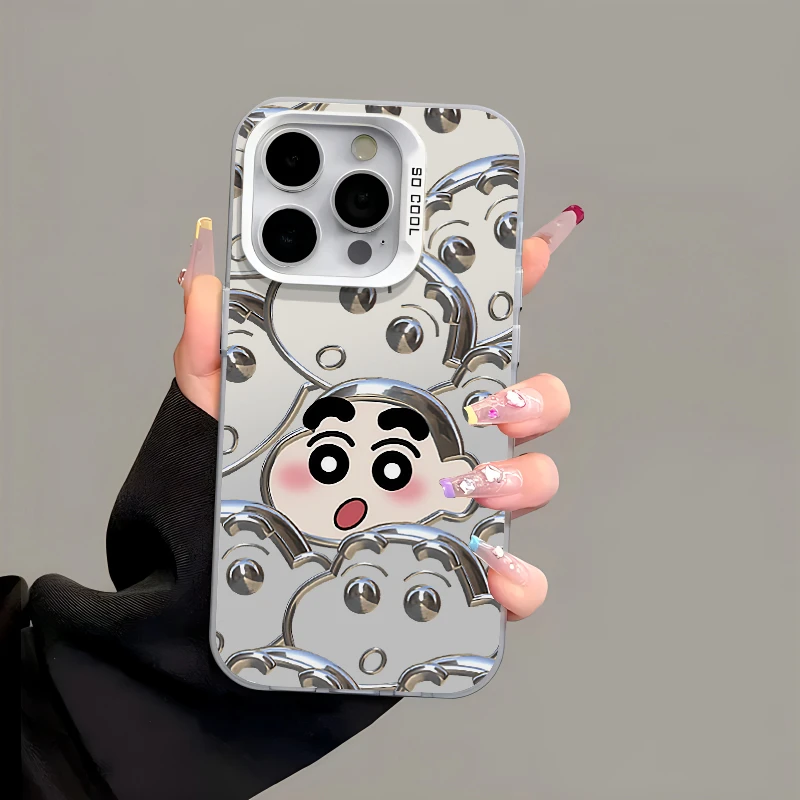 ins金属感小新适用iphone15/14/13可爱12/11手机壳vivo华为oppo软