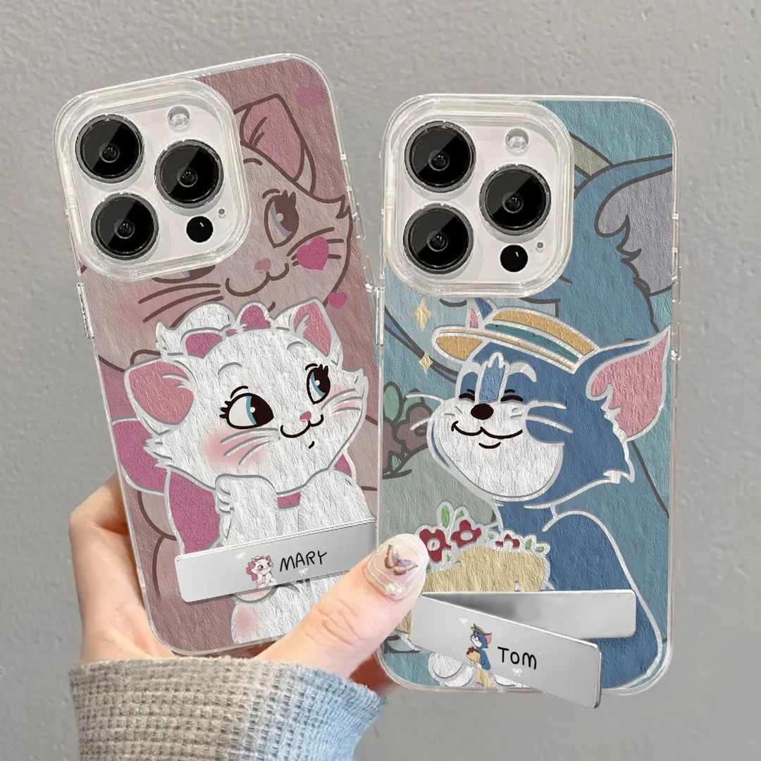 欧克里里情侣款玛丽猫羽纱苹果15金属支架手机壳华为vivo小米oppo