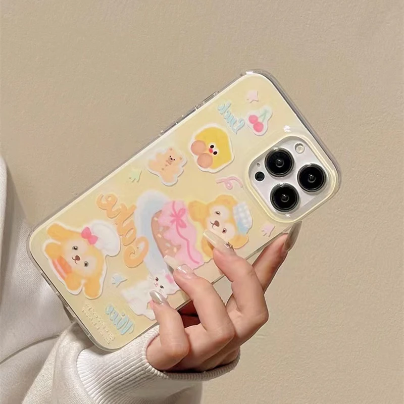 欧克里里奶黄达菲熊苹果14手机壳iphone13半包软12promax/11可爱