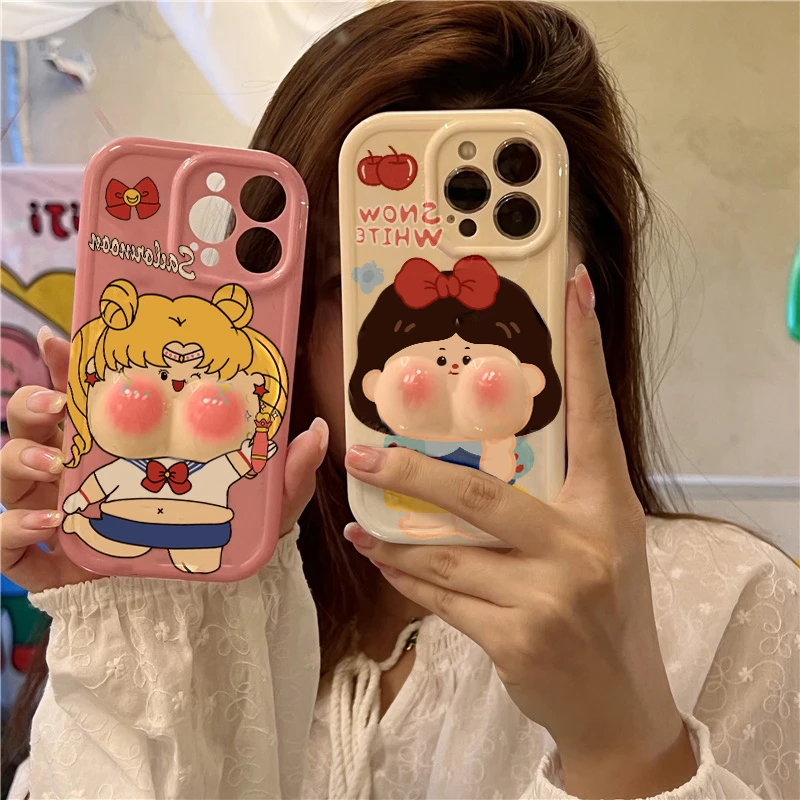 欧克里里捏捏大脸美少女适用苹果14手机壳iphone13软12promax/11/