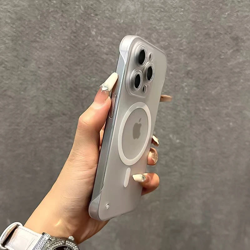 欧克里里无边框磁吸适用苹果16/15手机壳iPhone14/13裸机感12/11