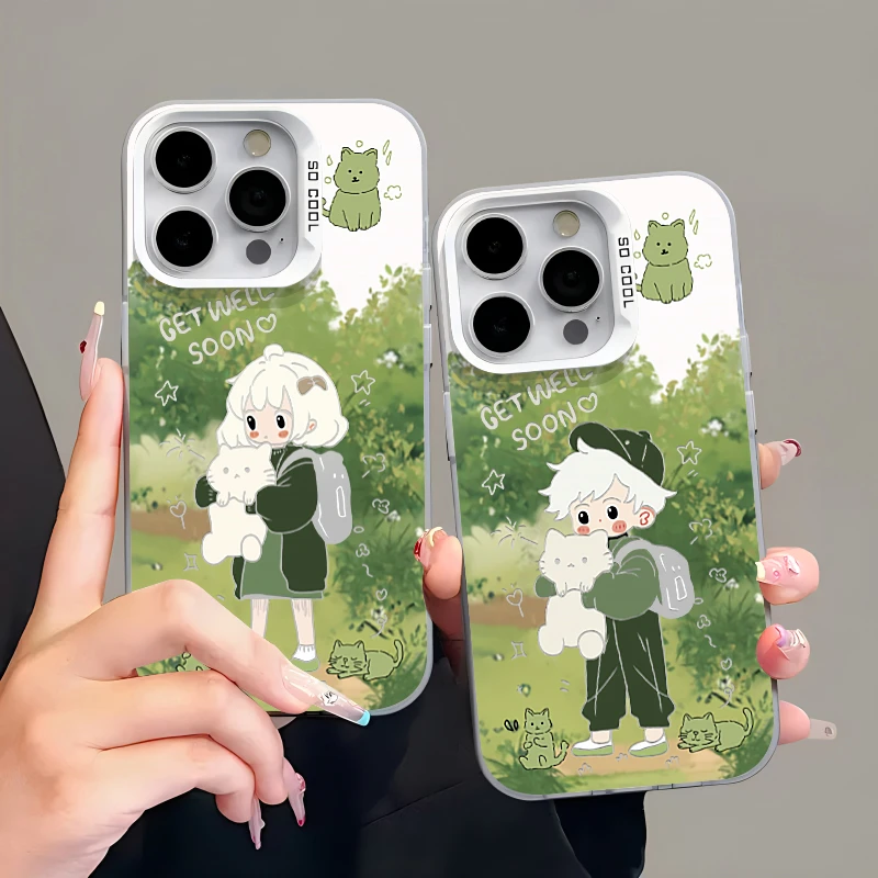 欧克里里春游抱猫女孩iphone15苹果手机壳元气壳vivo华为oppo小米