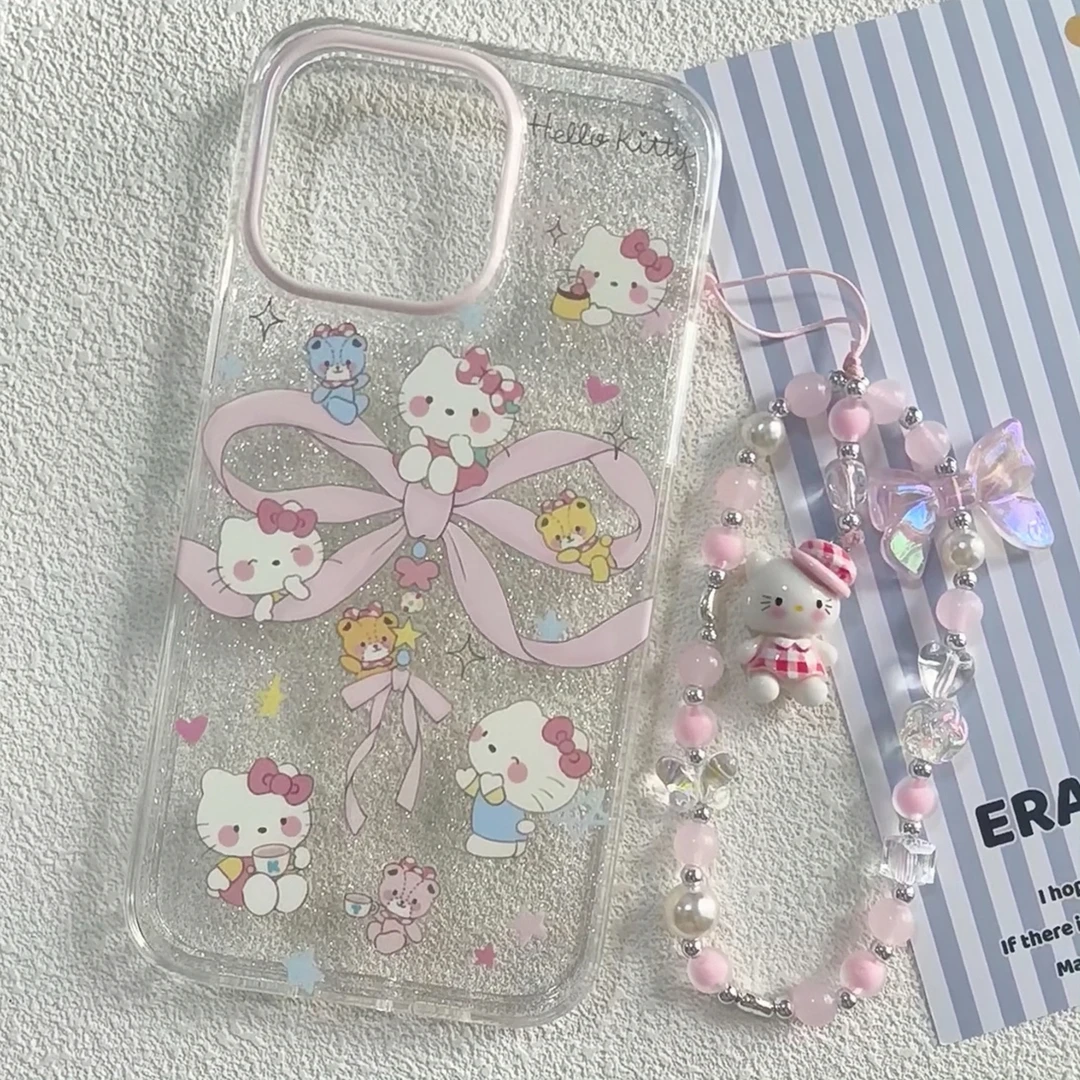 欧克里里高级细闪KT猫苹果15手机壳iPhone13/14promax软套12/11女
