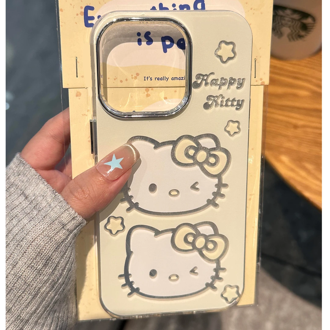 欧克里里夏日黄色系凯蒂适用苹果15手机壳iPhone13/14羽纱壳12/11