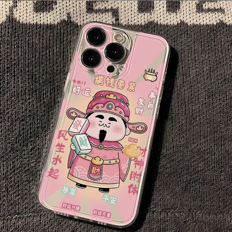 发财财神太空壳苹果14/13手机壳iPhone15promax12全包11创意xr/xs