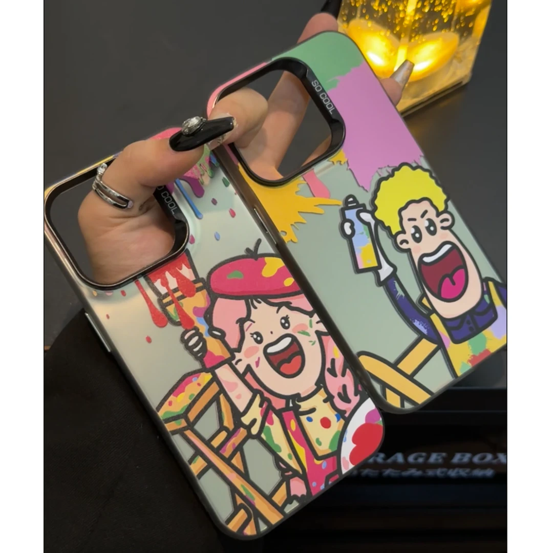 涂鸦喷漆女孩适用iphone15promax元气壳12手机壳vivo华为oppo小米
