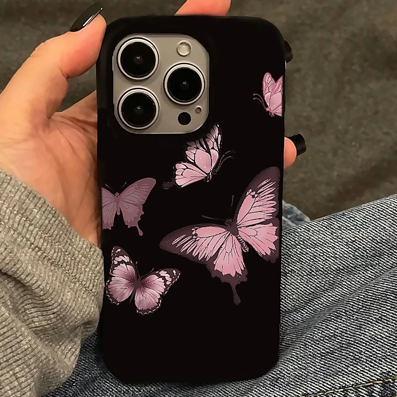 欧克里里梦幻粉五只蝴蝶适用iPhone15/14promax手机壳苹果16果冻