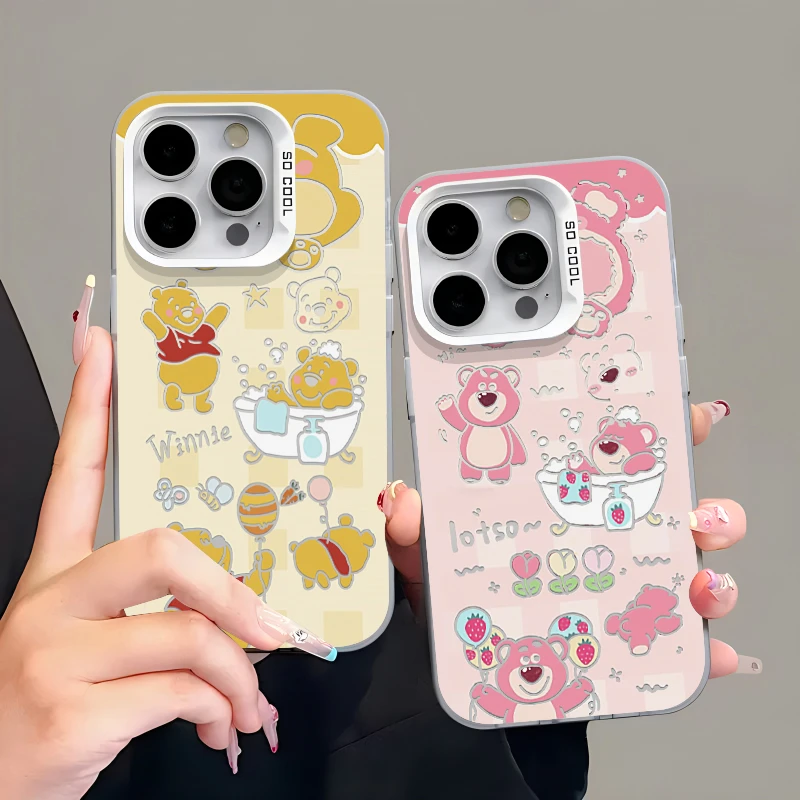 泡澡粉草莓熊适用iPhone15/14闺蜜手机壳苹果vivo华为小米oppo套