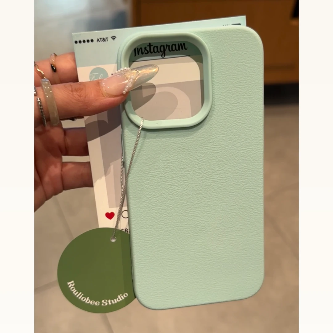欧克里里清新绿适用iphone16promax荔枝纹苹果15手机壳14/13/12壳