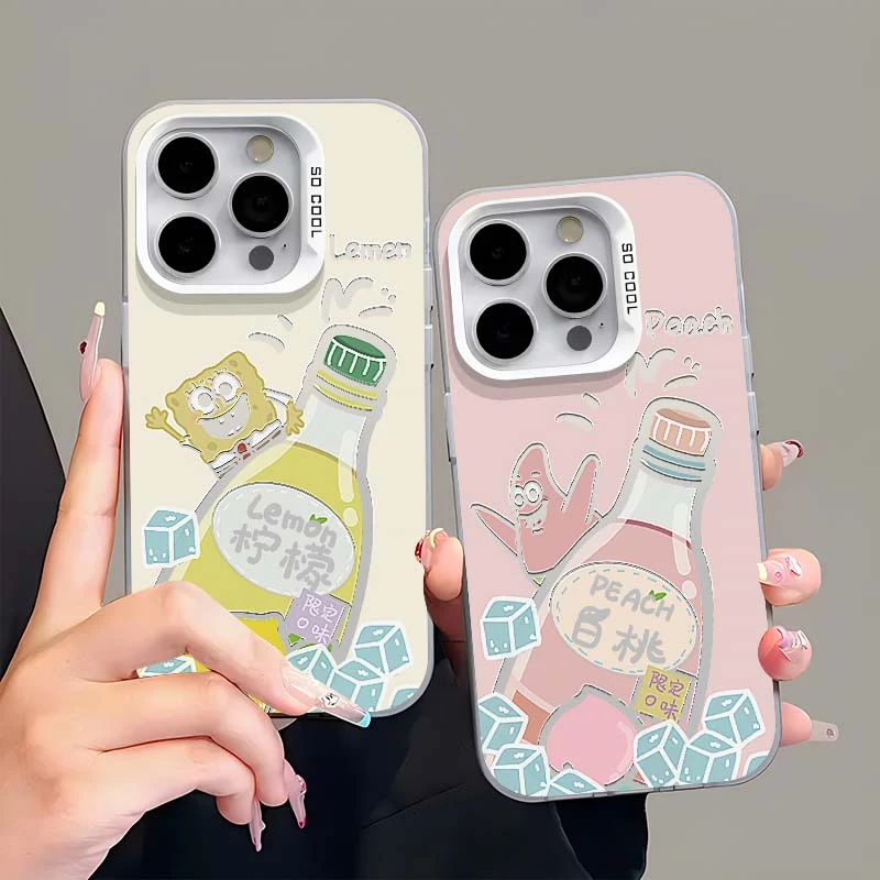 海绵宝宝柠檬汽水适用iPhone15/14/13情侣壳苹果vivo华为小米oppo