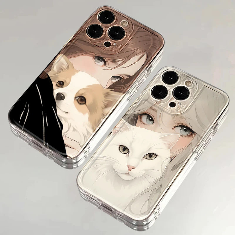 欧克里里白猫银发女孩太空壳iphone15闺蜜手机壳华为vivo小米oppo